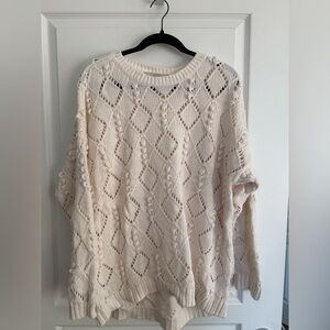 LOFT Cream Textured Knit Sweater